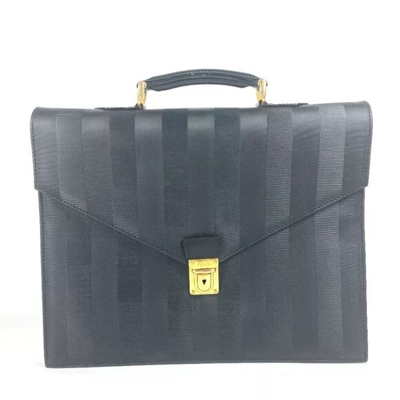 Auth FENDI Bag Pecan Hand Bag Document Bag Briefcase Business bag PVC Black